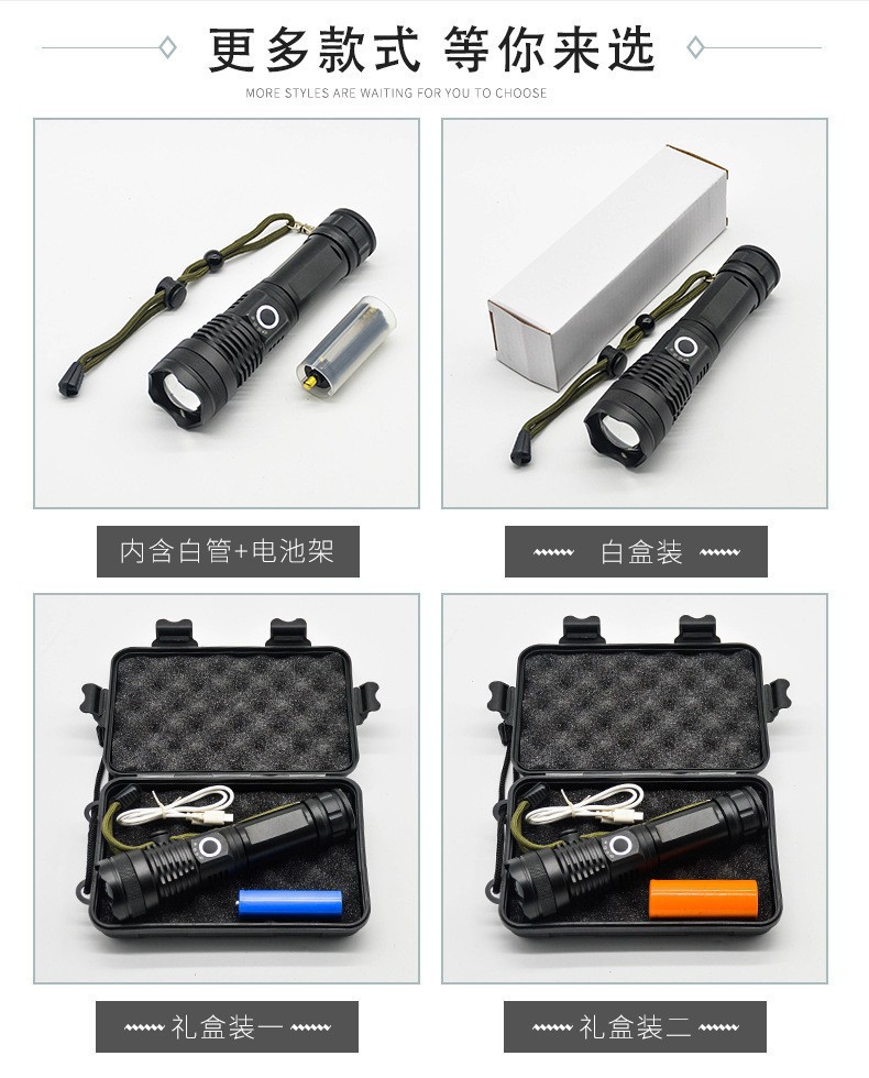 小型战术强光手电筒手电筒装电池便携户外照明详情4