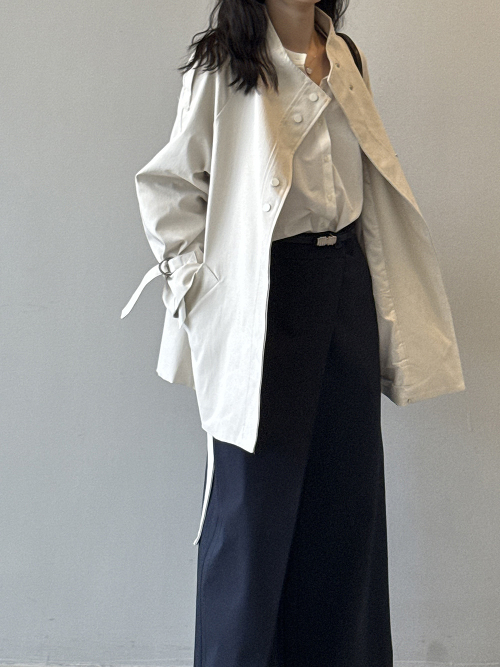 Yan Shuang British-style stand-up collar trench coat for women, autumn loose, casual, lace-up, waist-cinching short style 82585 pic 27