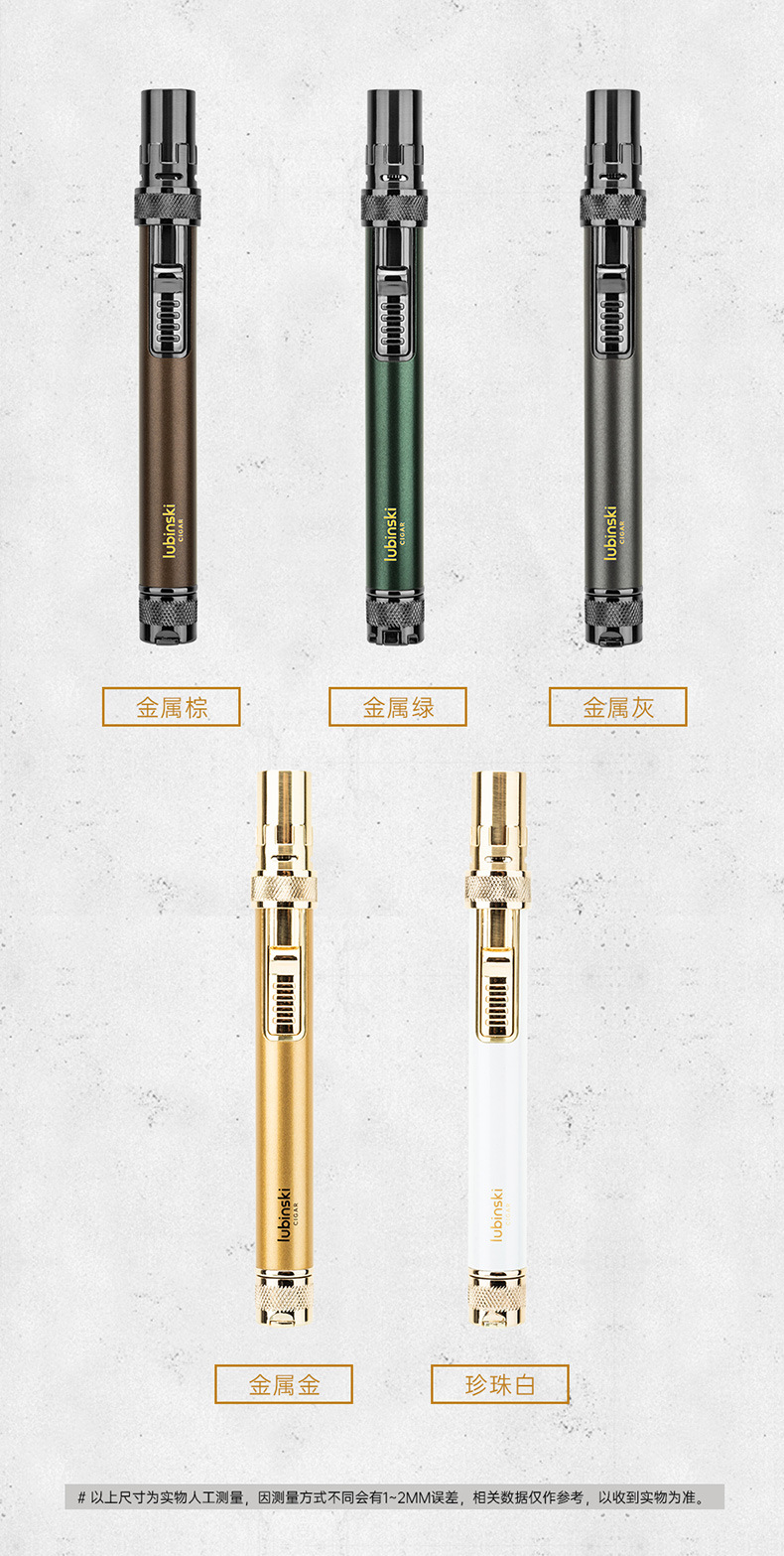 LUBINSKI cigar lighter, multi-functional portable direct-flush lighter with hole opener and ash-holding needle pic 2