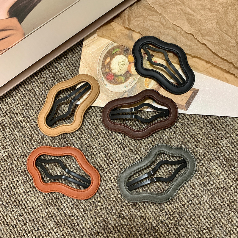 新款皮质镂空云朵bb夹后脑勺发夹前额刘海夹简约发夹头饰碎发夹详情4