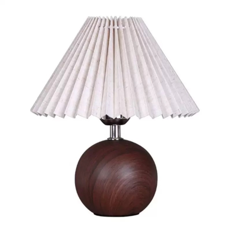Pleated table lamp, ins Nordic ceramic bedside lamp, warm, romantic, simple, ins style, girlish, high-end and retro pic 7