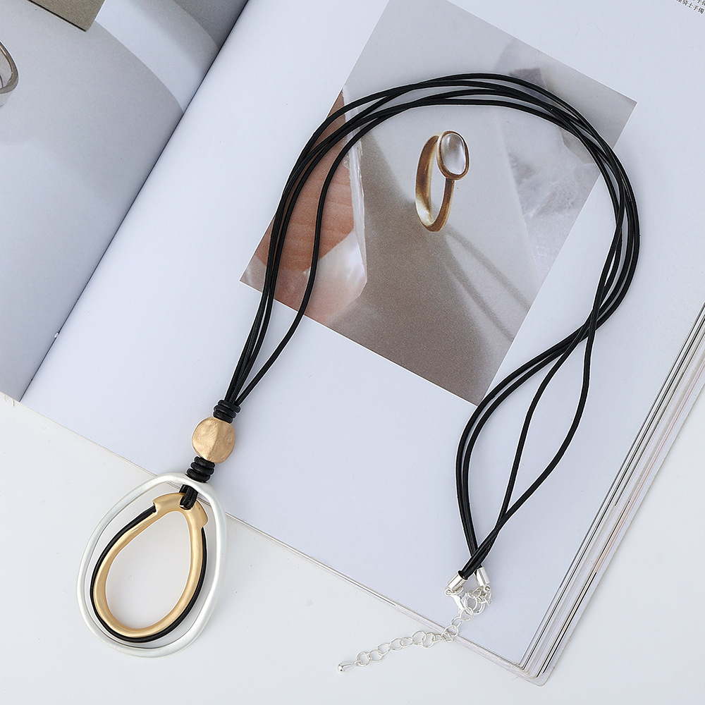 跨境亚马逊欧美外贸爆款金属时尚饰品项链女简约吊坠长款毛衣链详情7