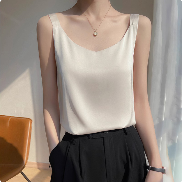 2025年吊带背心女内搭白色美背醋酸仿真丝上衣缎面夏西装仿打底衫详情32