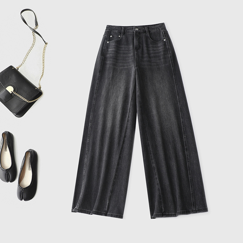 2025春款摩登复古水洗牛仔裤 显高显腿长高腰宽松百搭直筒阔腿裤详情33