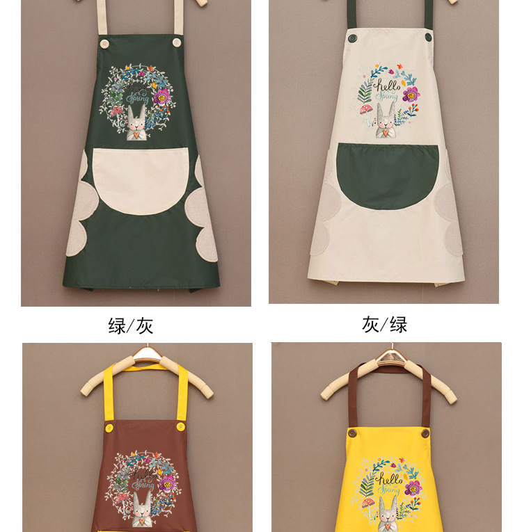 厨房围裙花环兔可擦手现货家用做饭夏款网红围腰印logo围裙工作服详情9