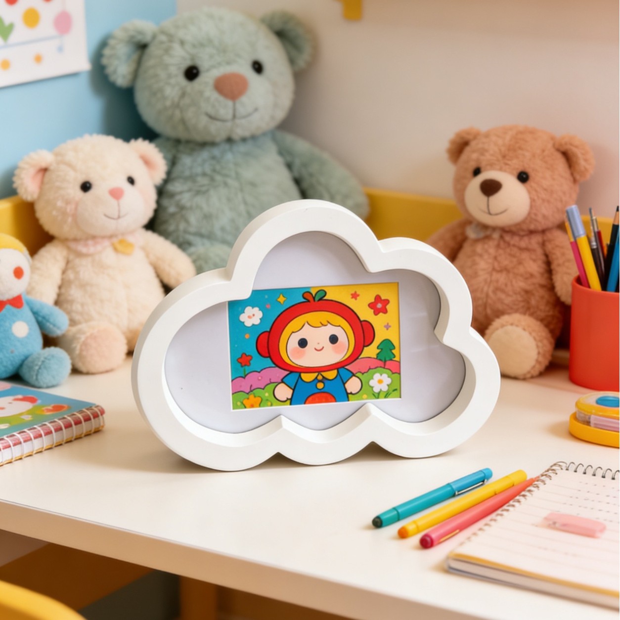 北欧云朵实木相框摆台居家5寸高品质可挂墙厂家批发卧室卡通DIY画框详情1