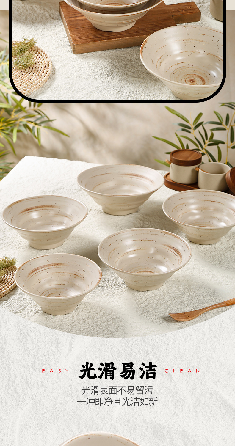 Melamine bowl, shock-resistant and heat-resistant, conical bowl, commercial noodle shop bowl, rice noodle bowl with snails, porcelain imitation ramen bowl, large bowl wholesale pic 7