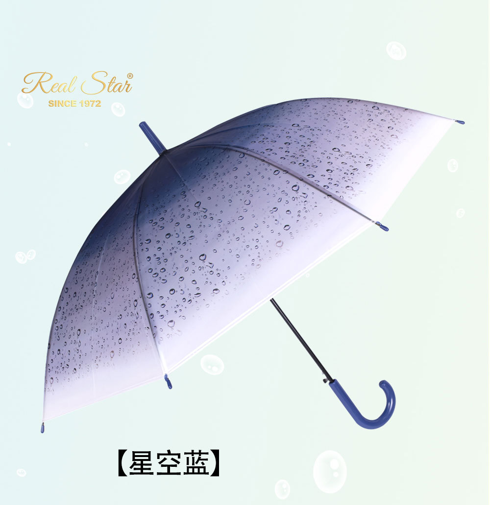 新款透明磨砂雨伞雨点图案外贸款自动开长柄塑料伞现货详情13