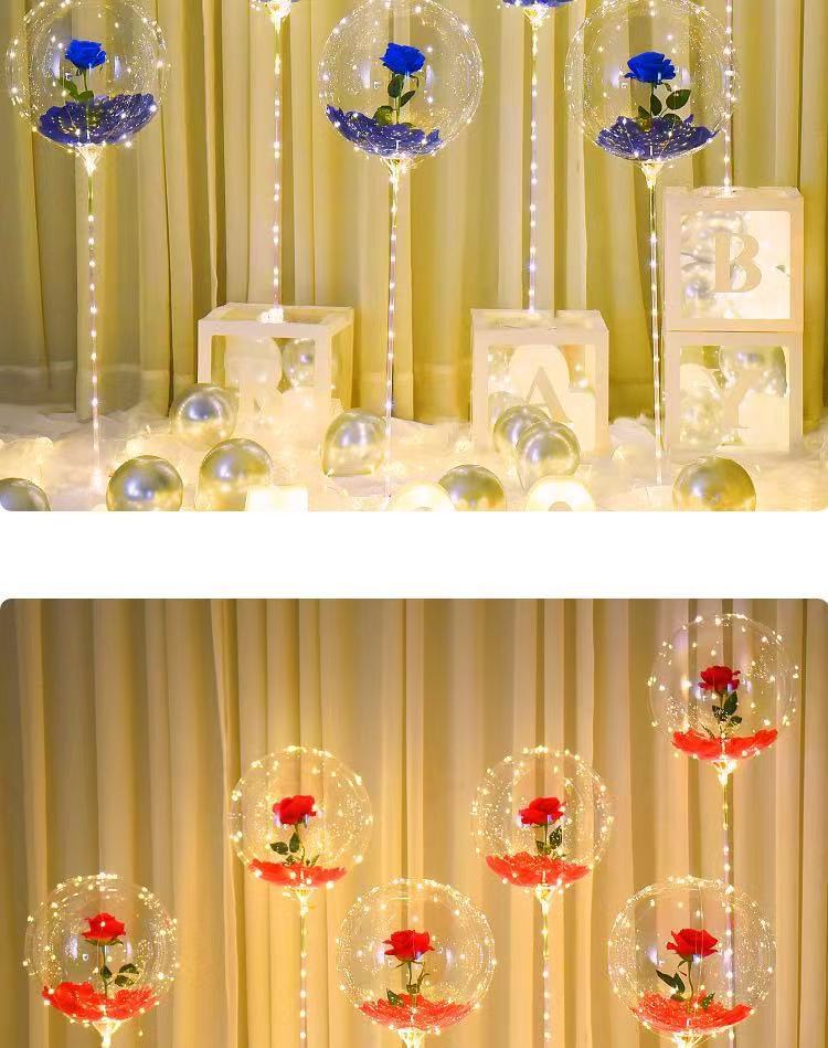 Glowing balloons, wedding room decoration, birthday arrangement, bouquets, bouncy balls, roses, romantic proposal pic 16