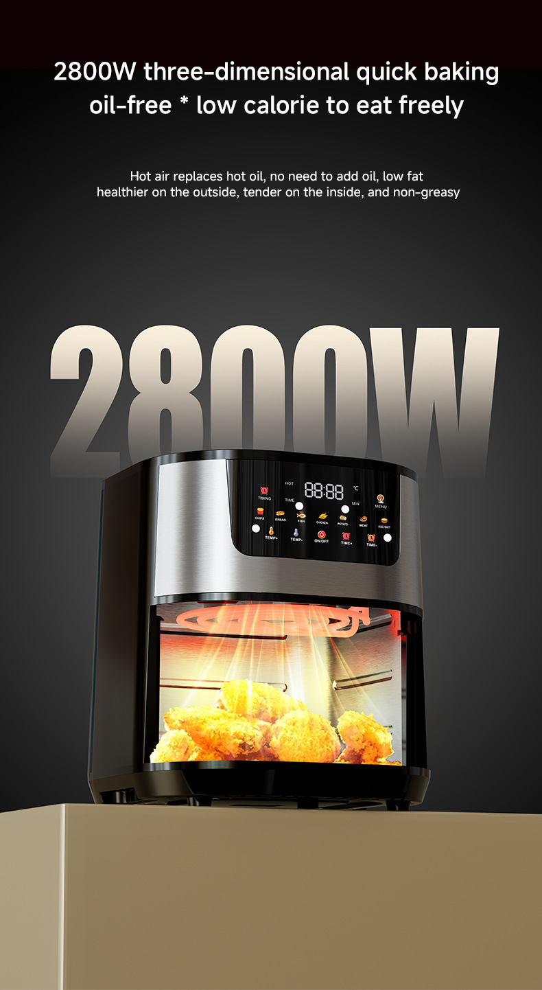 Cross-border 15L touch oven, aluminum-coated non-stick pan, visible electric oven, household and export 110V air fryer pic 17