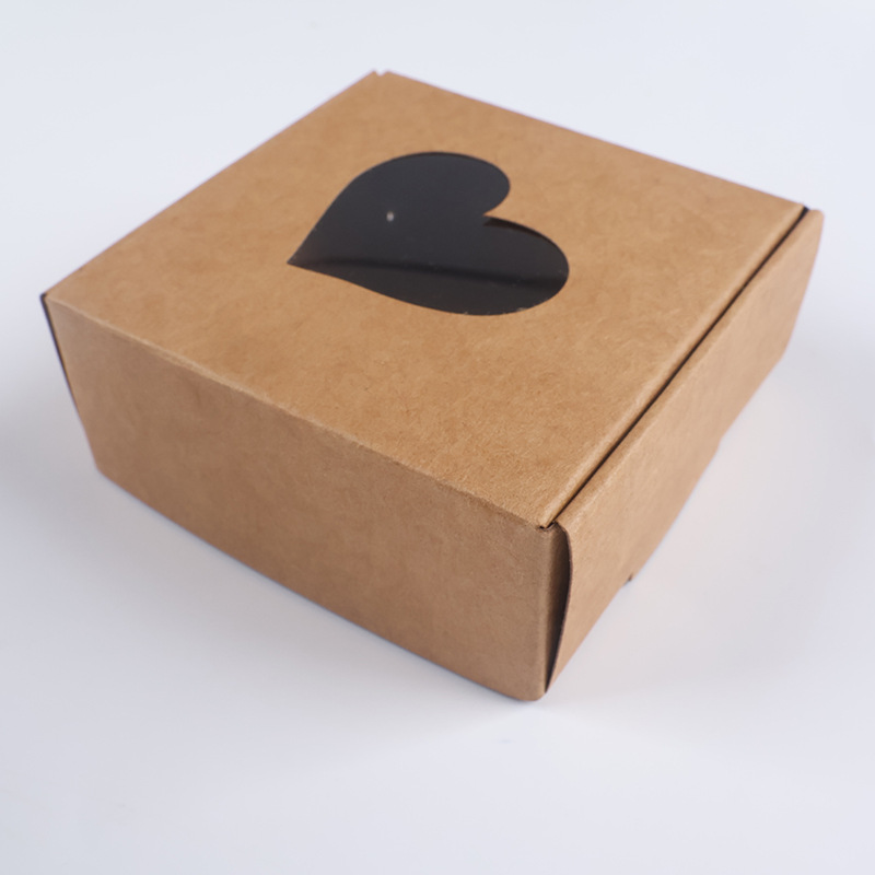 跨境牛皮纸飞机盒手工皂小方盒爱心开窗镂空白卡黑卡迷你饰品纸盒详情12