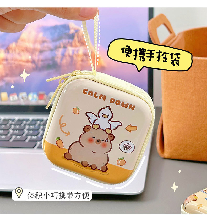 Tinplate coin purse, Capibara mini coin bag, portable earphone case, cute capybara coin key case pic 8