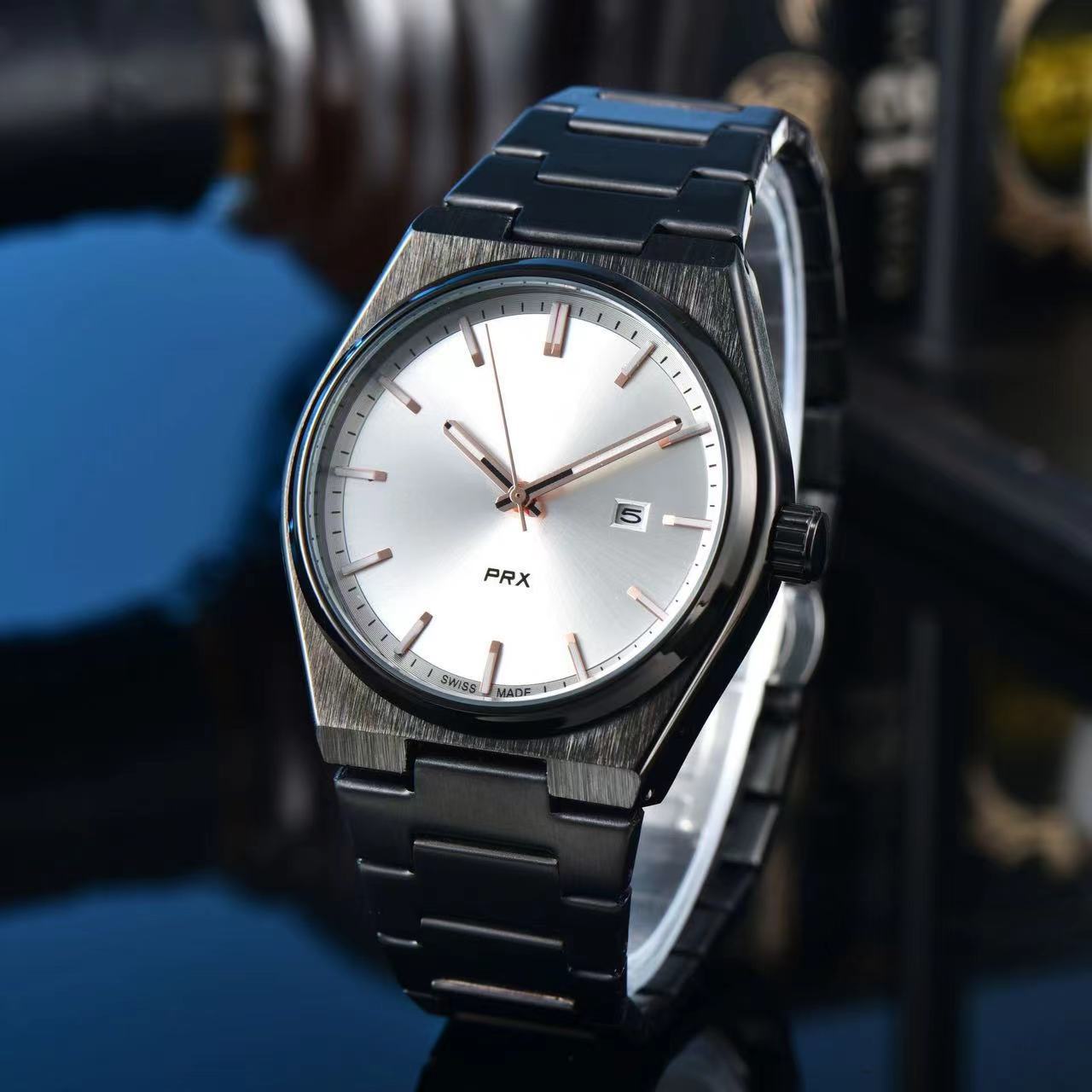 外贸爆款天家梭织油光闪亮格子面盘商务休闲石英日历手表现货批发详情33