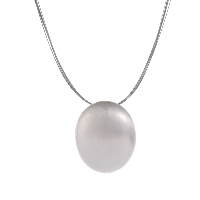 新款跨境专供欧美百搭时尚流行项链几何短链拉丝女式椭圆珠宝首饰详情4