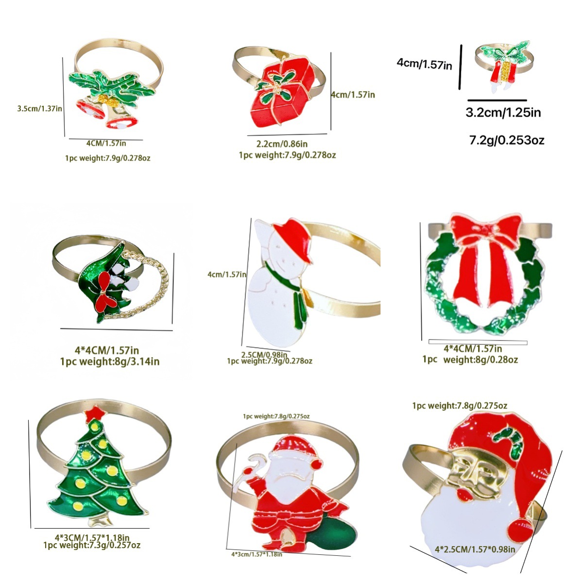 Christmas cross-border napkin rings, Santa Claus walking sticks, napkin buckles, festival dinners, hotel table decorations, napkin rings pic 2
