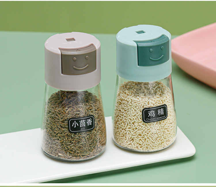 按压式定量调味罐密封调料盒食盐罐味精调料罐厨房玻璃调味控盐瓶详情13
