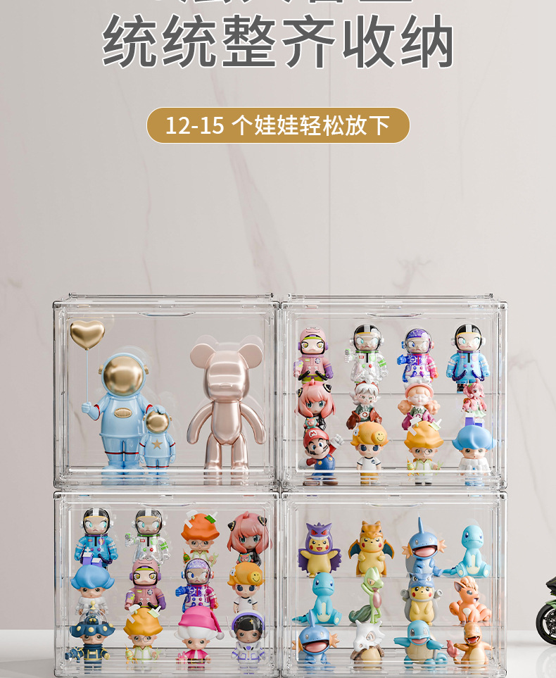 盲盒收纳展示架娃娃展示柜泡泡玛特收纳盒玩具防尘透明手办展示盒详情5