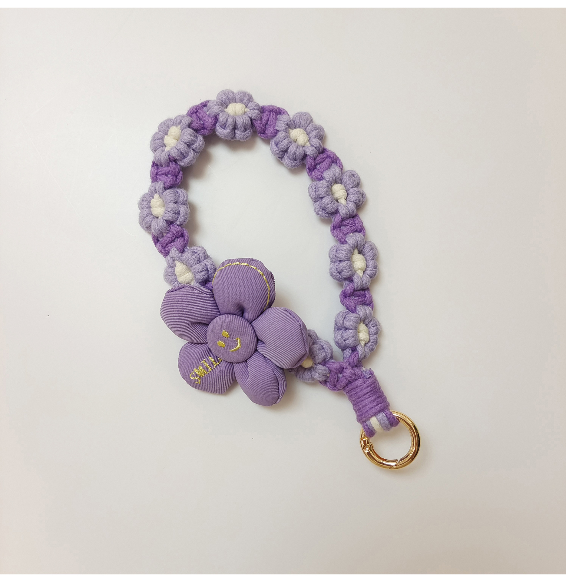 日韩可爱手工编织花朵钥匙扣手机挂件立体花花手腕挂绳手作礼品女详情27