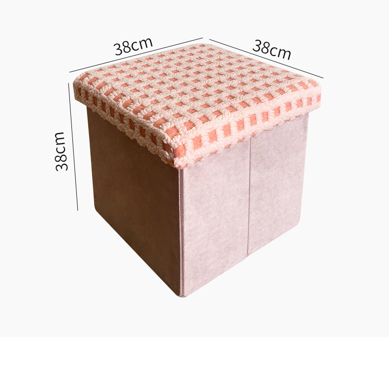可折叠毛绒布收纳凳子 衣物收纳箱家居门口换鞋凳收纳整理箱子详情15