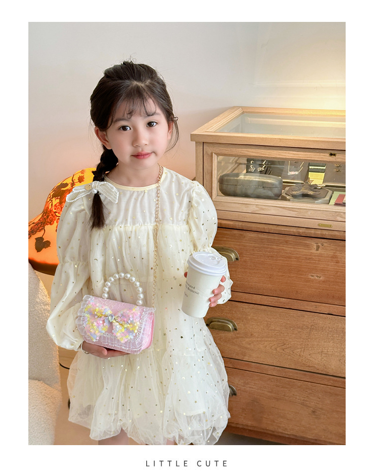 儿童配饰包新款洋气小众设计珍珠单肩斜挎包小女孩幼儿园链条手提详情2