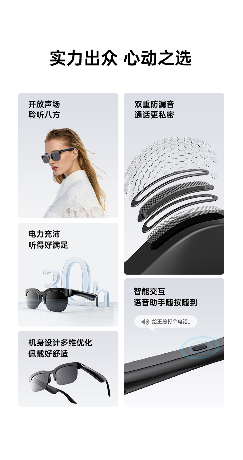 XG89 Bluetooth Glasses Wireless non-in-ear sports Cycling AI Translation stereo sunglasses headphones pic 2