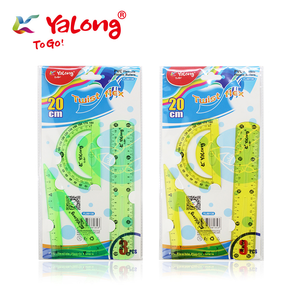 Yalong Plastic student learning 4-piece set of 30-centimeter straight rulers, math and geometry tool rulers, and flexible rulers pic 5