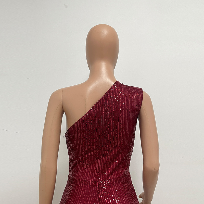 新中式无袖连体衣独立站夏季单肩亮片连体裤女批发详情52