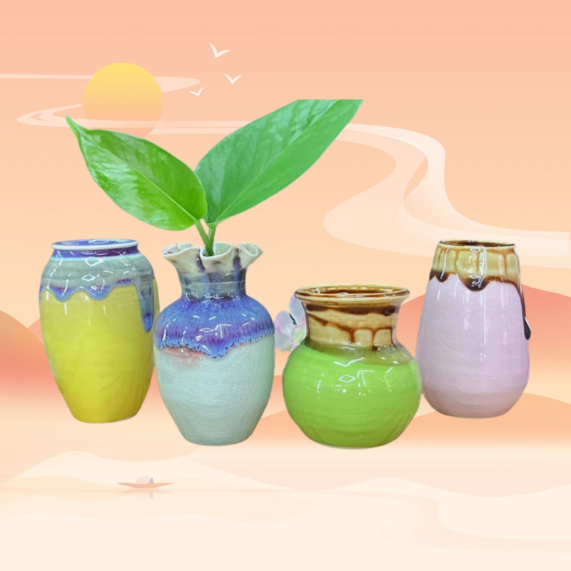 流釉花瓶景德镇创意迷你陶瓷小花瓶插干鲜花文艺创意摆件个人送礼详情1