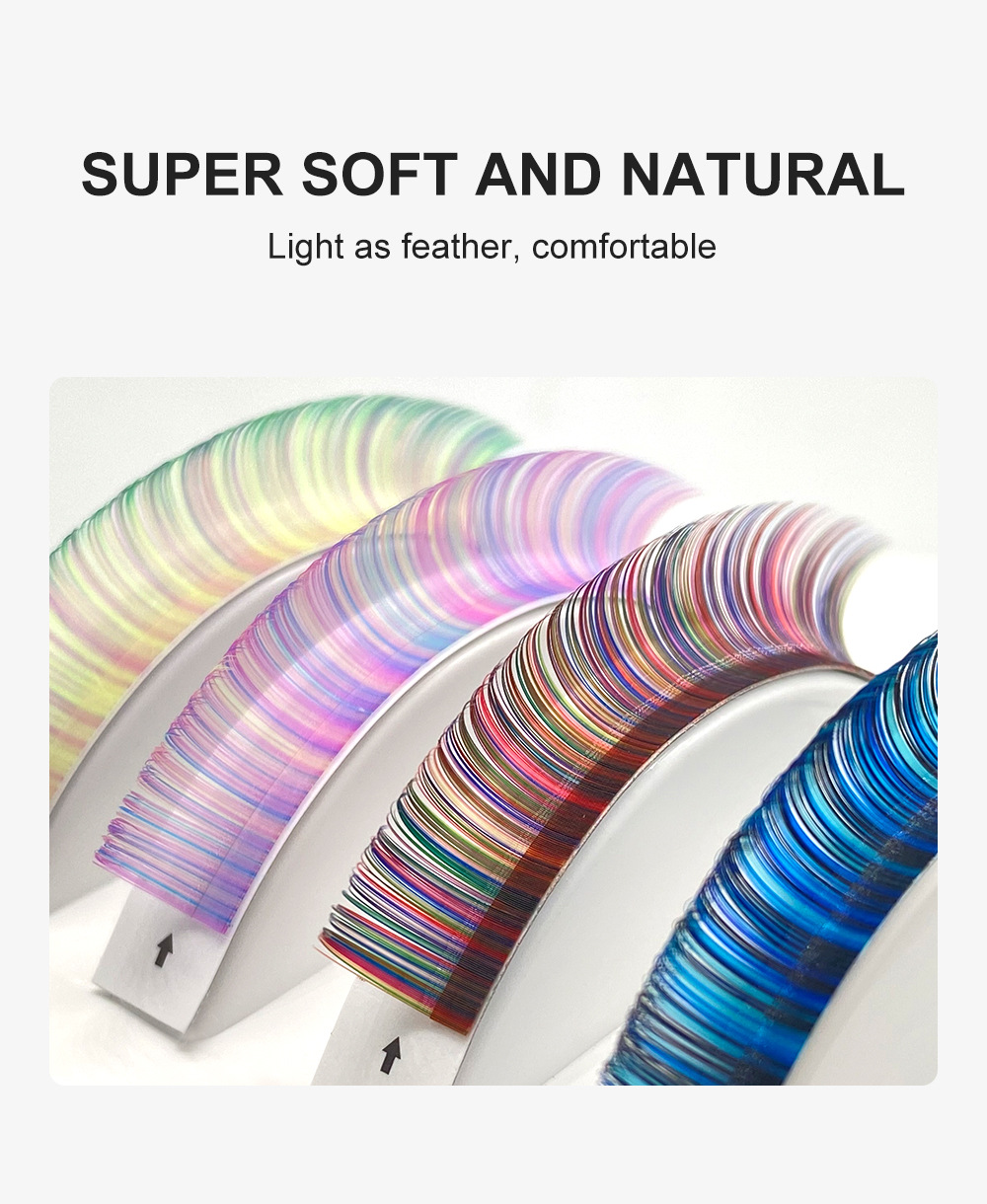shanilak eyelash extensions in rainbow and gradient colors, single round hairs, comfortable and soft, manually opened pic 3