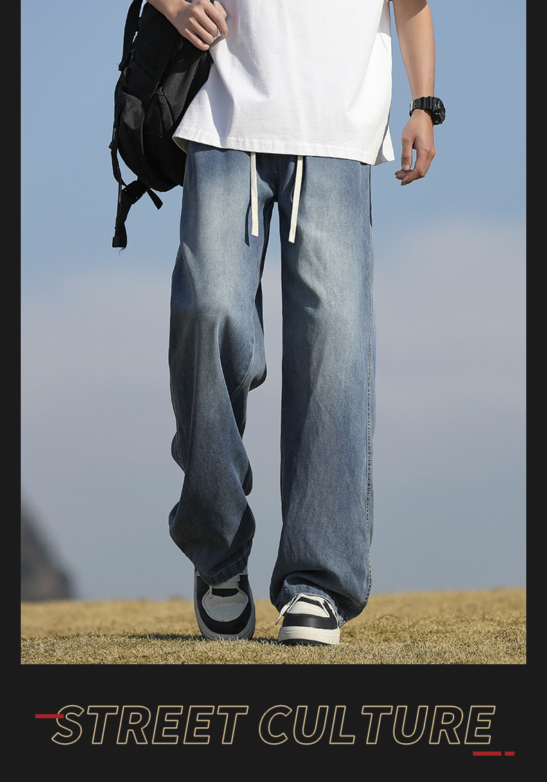 春夏男装|夏季天丝牛仔裤男2025新品直筒休闲长裤潮牌垂感阔腿裤详情14