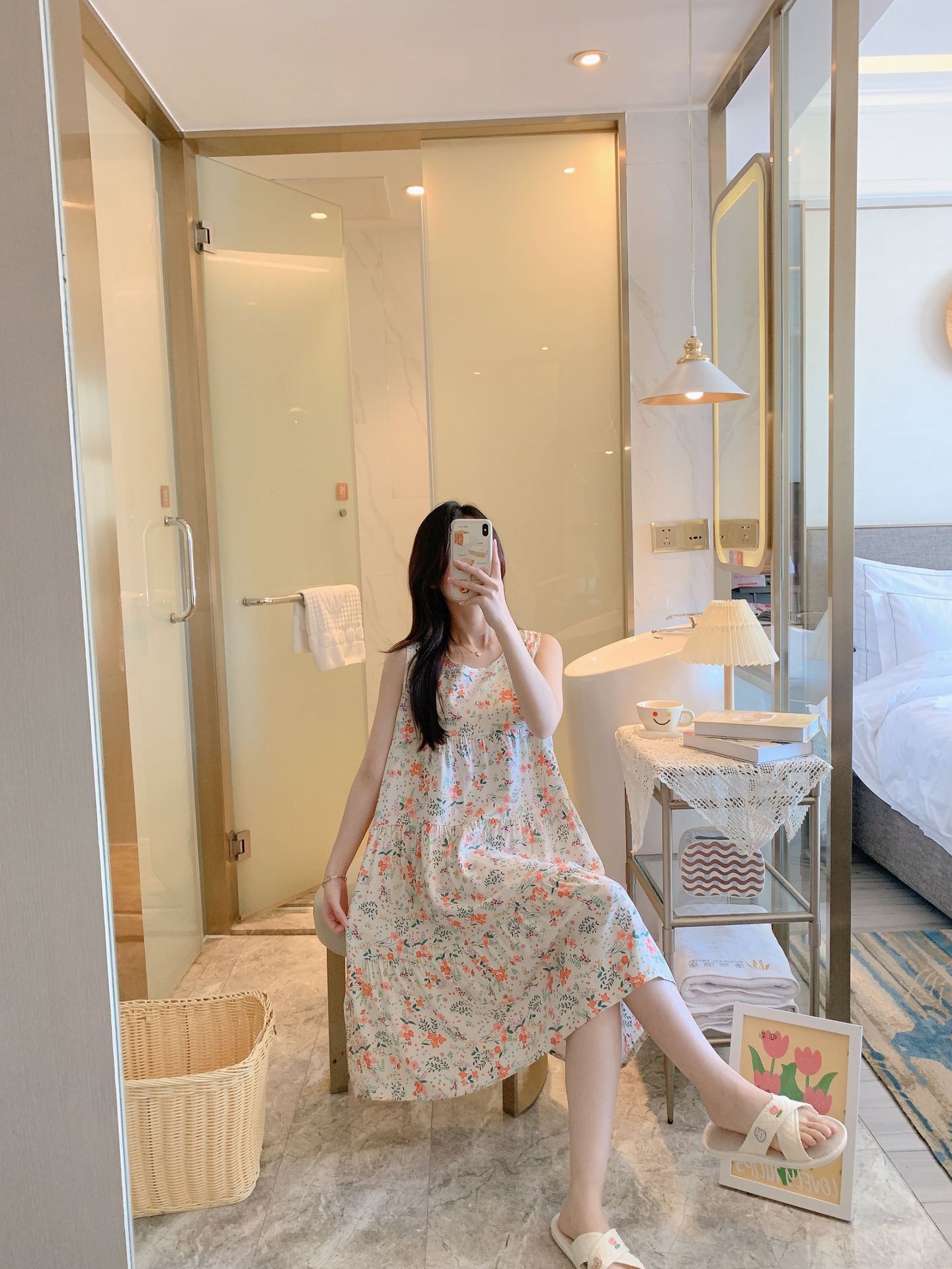 棉绸睡裙女时尚无袖大码印花薄款直播推荐套装可外穿睡衣家居服详情2