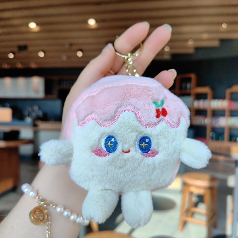 创意水果美食毛绒钥匙扣肉夹馍卡通儿童书包钥匙链可爱少女包挂饰详情28