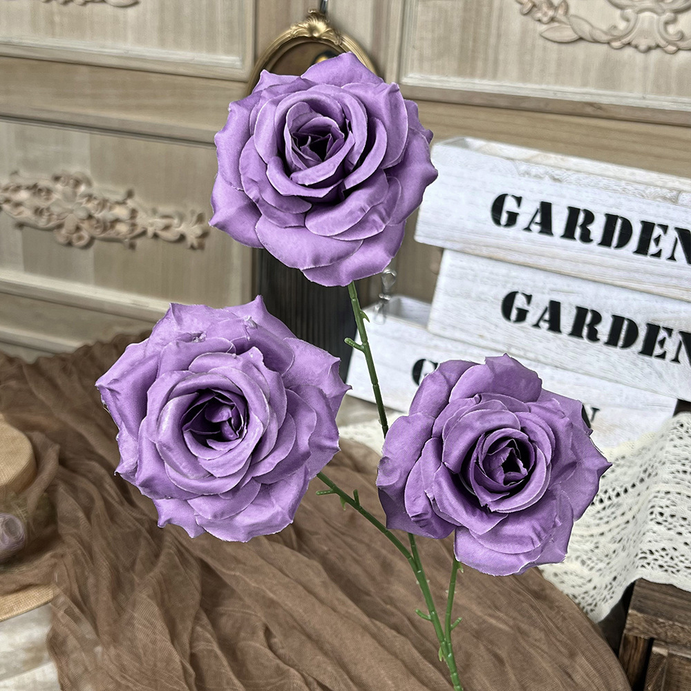 仿真钻石玫瑰假花人造花成品婚庆用花地排造景花高级感客厅插花束详情25