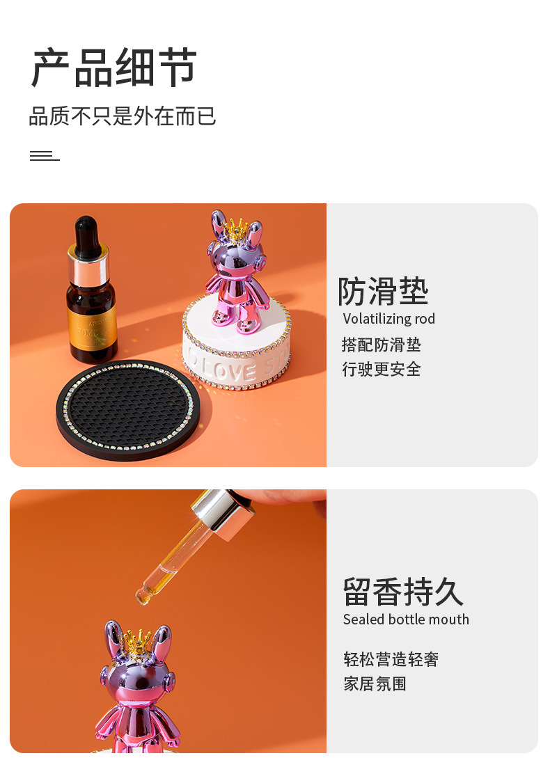 汽车内饰香薰暴力熊摆件汽车香水摆件礼盒装礼品香薰摆件批发详情8