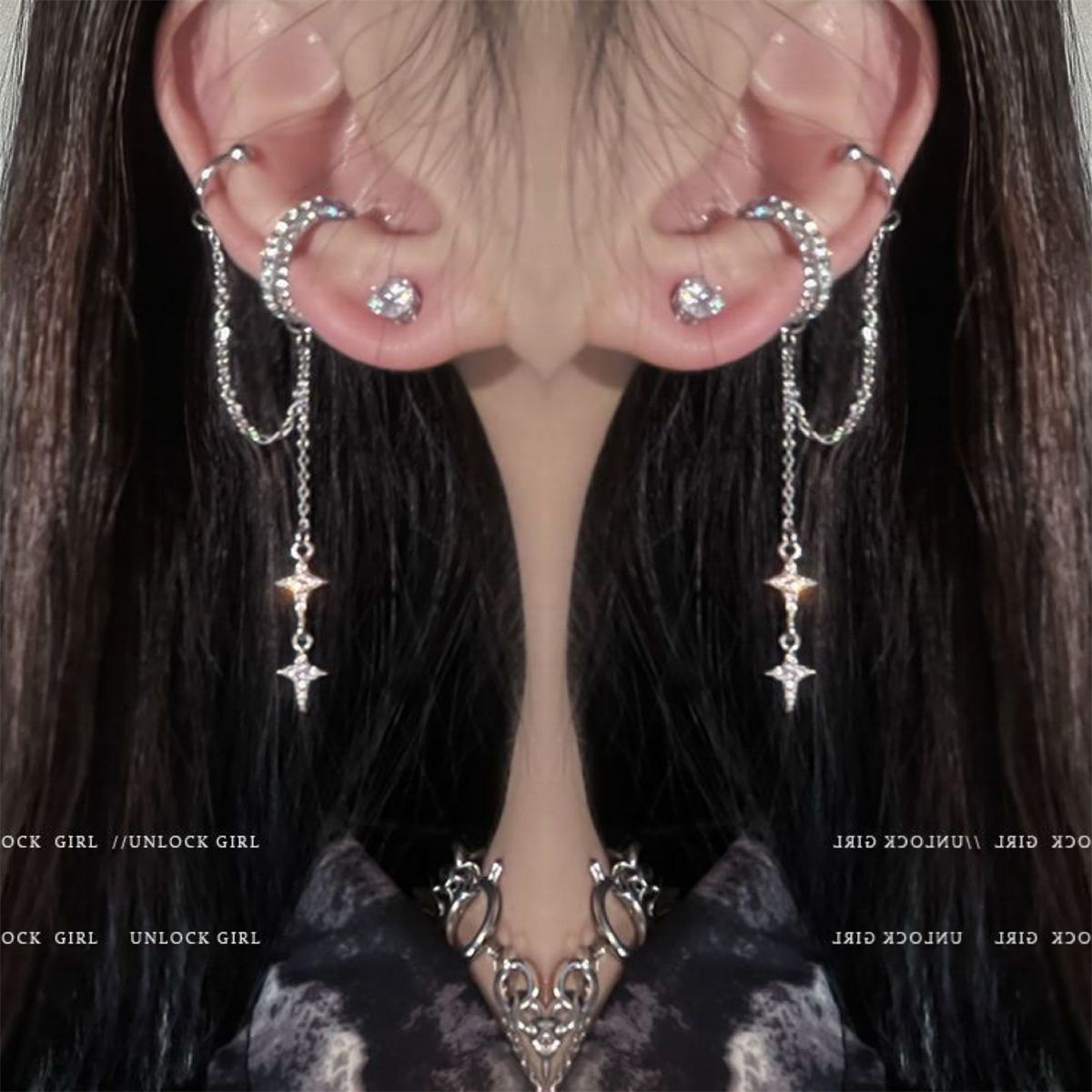 A collection of best-selling ear clips ~ Sweet, retro and cool zircon ear clips for girls on Instagram, trendy and cool without ear holes or ear bone clips for girls pic 27