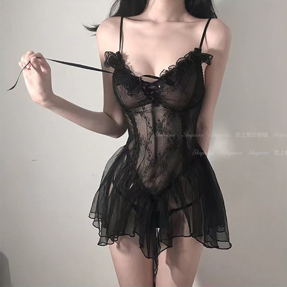 性感情趣内衣透视网纱蕾丝抹胸诱惑睡裙免脱激情禁辣qqny套装情趣内衣详情2