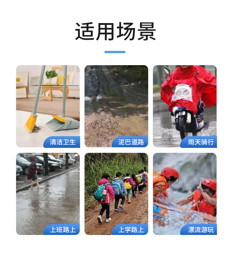 Disposable rain boots shoe covers are waterproof and anti-slip for rainy days. They are made of transparent plastic and have thickened outdoor wear resistance and isolation foot covers for rain protection pic 12