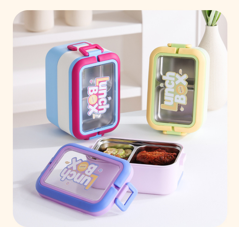 Alto nivel de apariencia ins cream wind simple estilo japonés bento box con tapa portátil trabajador de oficina caja de comida de compartimento caja de comida de plástico pic 14