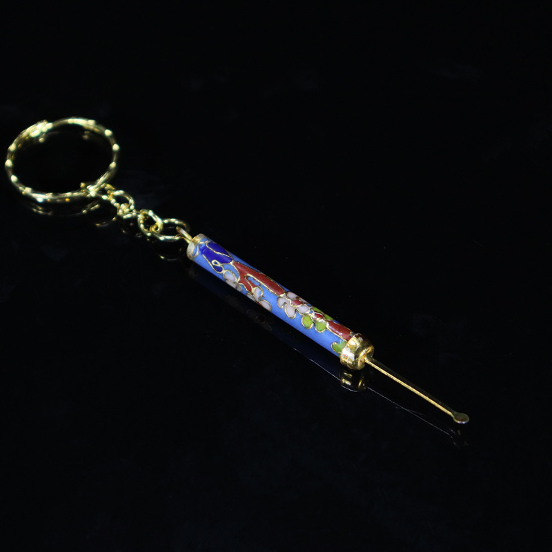 Beijing Cloisonne vintage collection, traditional polished keychain with cloisonne enamel, pendant ear scoop pic 4
