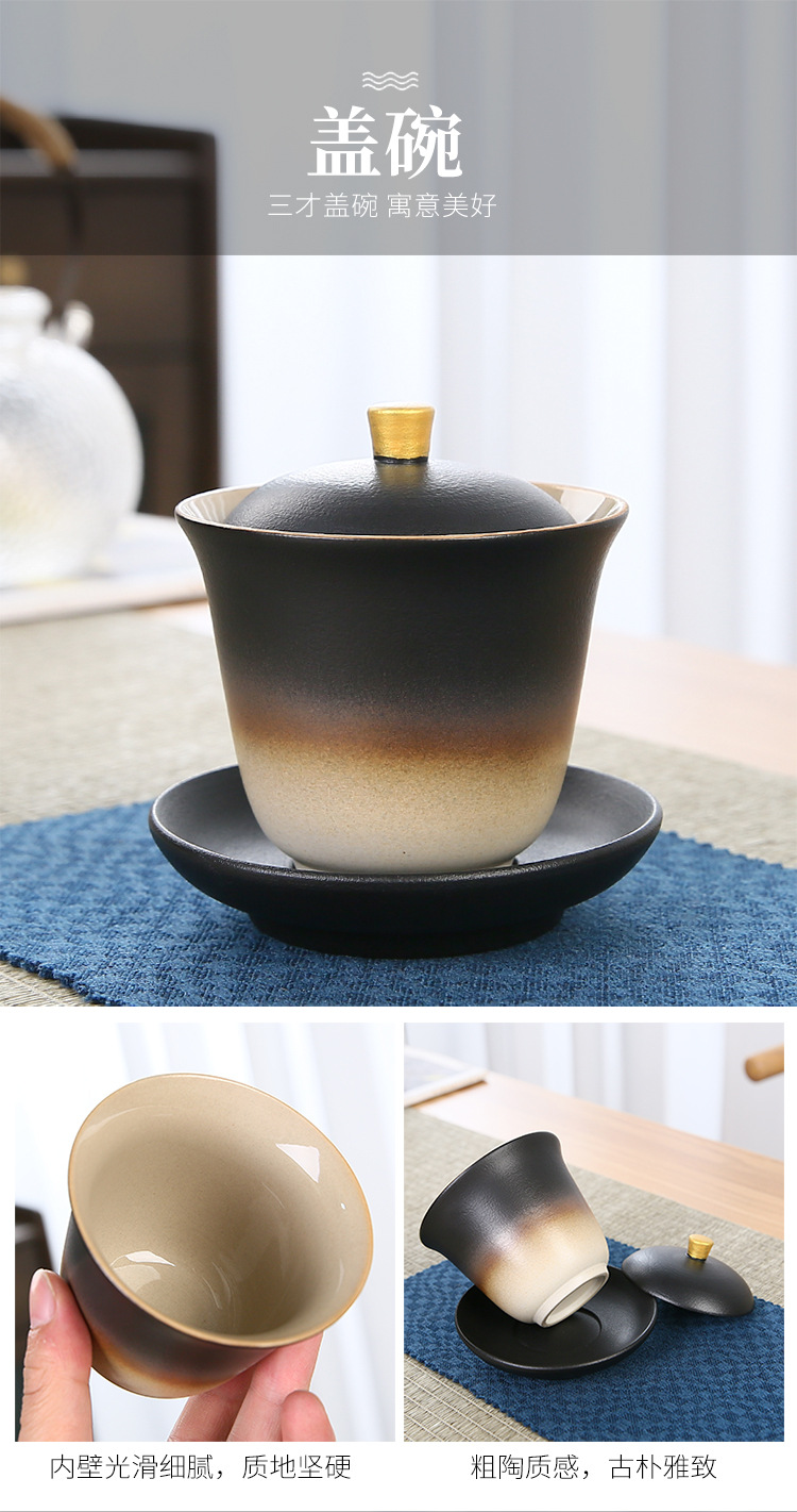 Travel portable black ceramic kung Fu tea set, Japanese teapot and tea cup gift, company opening souvenir pic 10