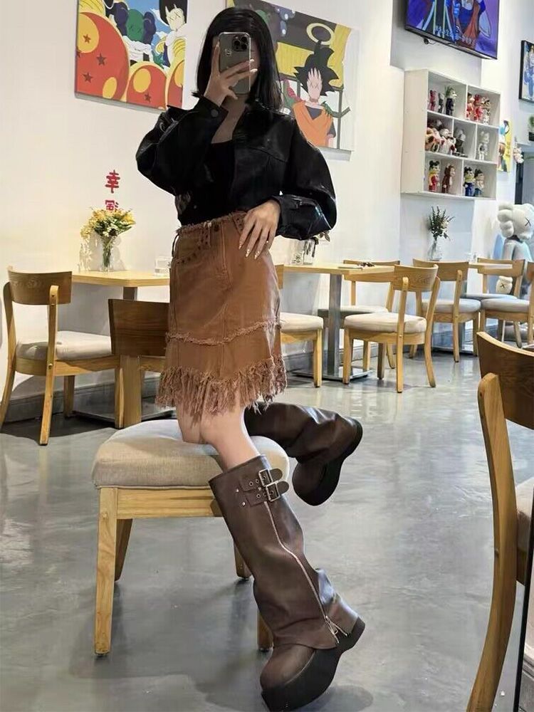 2024网红新款配裙子百搭感女靴长筒靴小众软底不累脚高筒长靴详情6