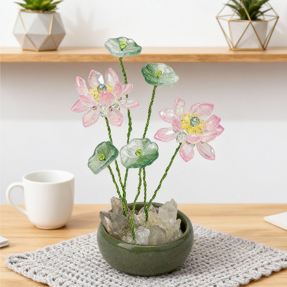 厂家批发网红莲莲清新荷花新款车载摆件工艺品送礼装饰用品男女详情13