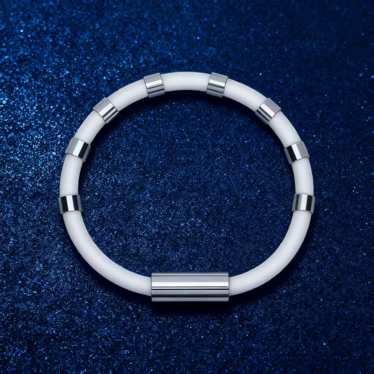 冬季跨境硅胶静电手环八环手环负离子钛钢八环硅胶运动情侣款手饰详情4