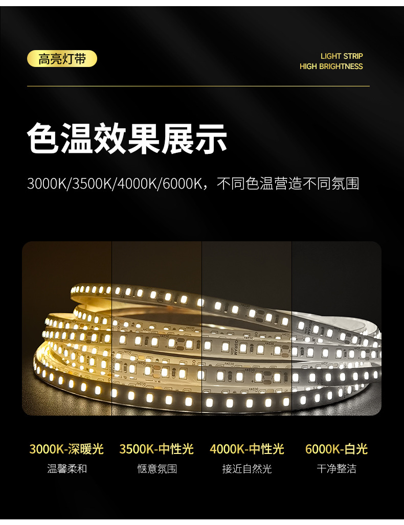 24V欧司朗芯片灯带低压护眼家用吊顶LED2835灯条智能调光三色灯带详情14