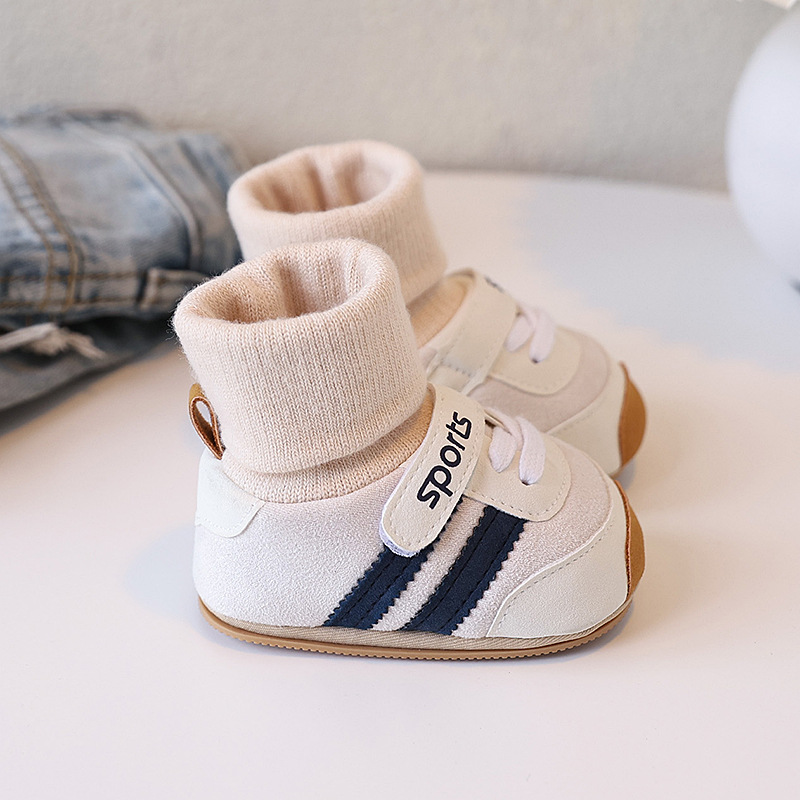 Spring and Autumn baby shoes for 0-1 year old boys and girls, soft-soled shoes and socks in one set, 3-6-9 months, casual walking shoes, anti-slip floor pic 5