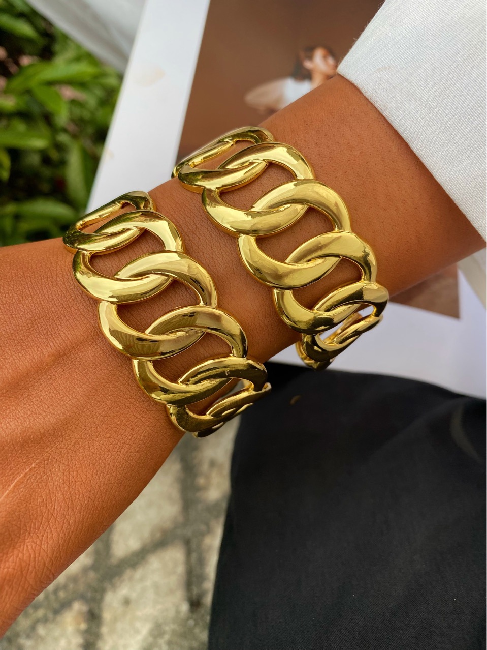 Wholesale of European and American fashion cross-border personality cold style, versatile circle ring wide face bracelet set manufacturer pic 2