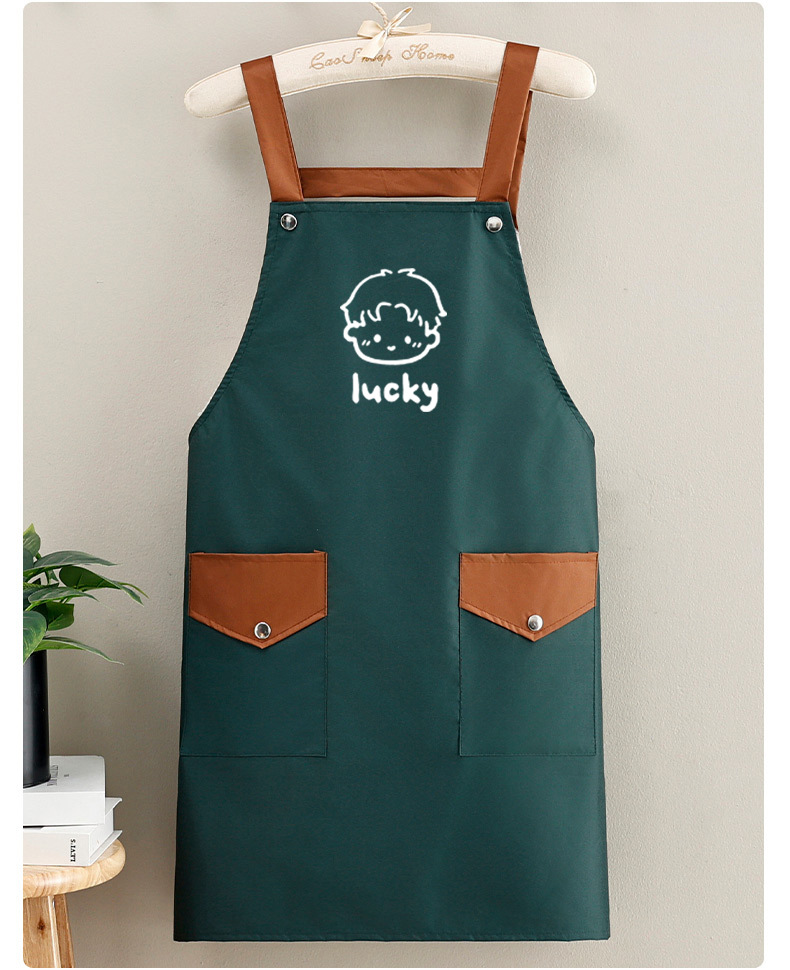 Korean waterproof shoulder strap apron, kitchen home oil-resistant cooking waist, no-wash, catering, work clothes for cooking and baking, printed apron, sleeveless for women pic 12