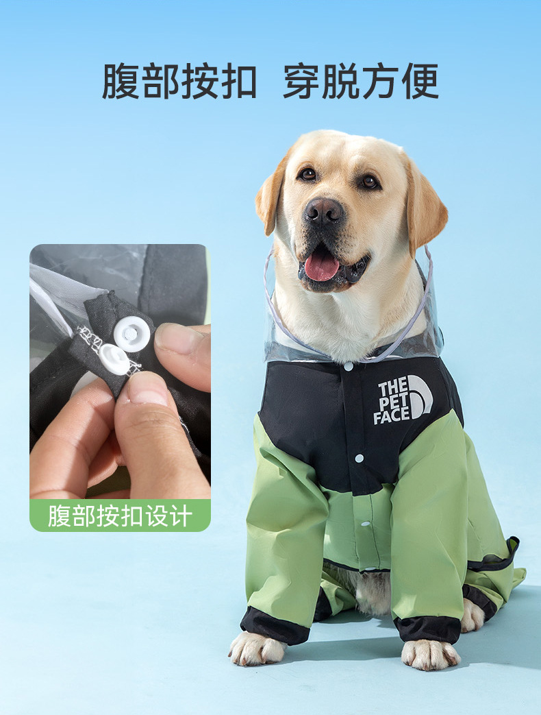 Cross-border foreign trade dog fashion patchwork Golden Retriever large dog raincoat, medium and large dog four-legged full coverage waterproof pet raincoat pic 11