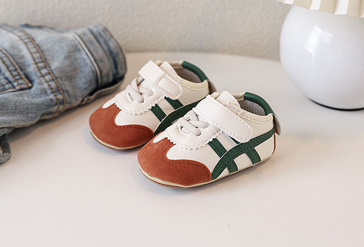 Soft-soled anti-slip walking shoes for infants aged 0-1 year old, boys and girls, 6-9-12 months, and sports color-blocked white shoes pic 6