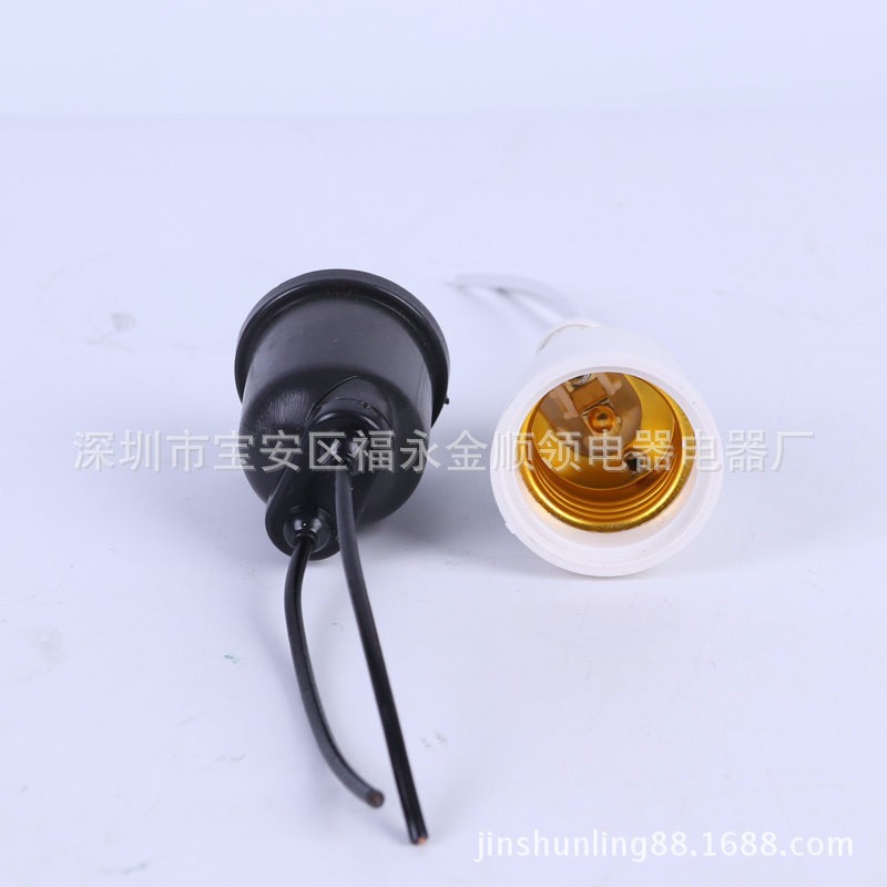 033 Black plastic pure copper wire bagged waterproof lamp cap E27 screw-type suspended lamp cap chandelier base pic 3